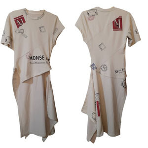 MONSE Deconstructed Top Asymmetric Tunic Cotton Knit Shirt Logo Novelty NWOT SM